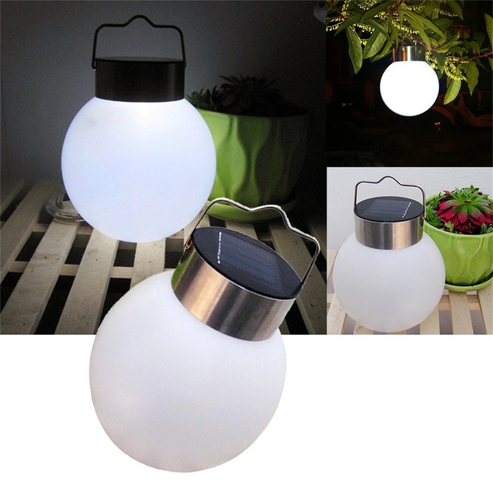 Lampa solara LED YANYXR, portabila, decorativa, alb cald, 15.6x14x14cm