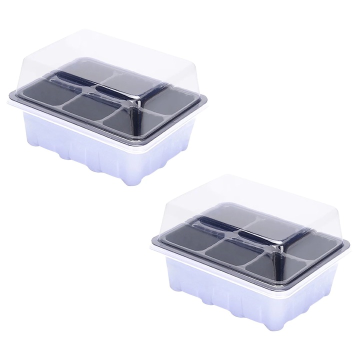 Cutie propagare plante, mini sera, 2 buc, transparent
