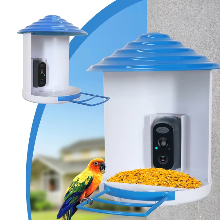 Camera de supraveghere pasari ZYBLSSBB 1080p HD, panoramica 360°, rezistenta la apa, solara, 5200mAh