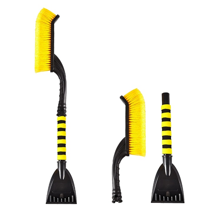 Lopata de zapada multifunctionala pentru masina, neagra, cu perie de deszapezire, design detasabil