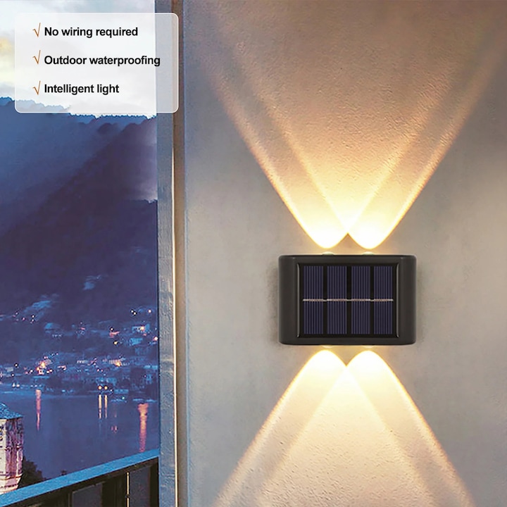 Соларна стенна лампа, IP65, автоматично включване, LED, 8.9x5.7x2.3см