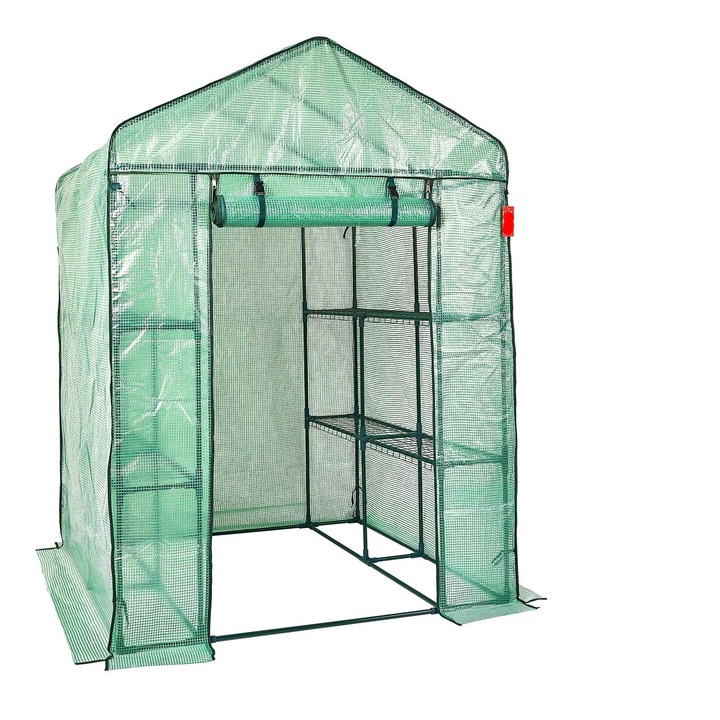 Bejárható fóliasátor, 4 polccal, PE borítással, 4, 6 x 4, 6 x 6, 6 láb, zöld