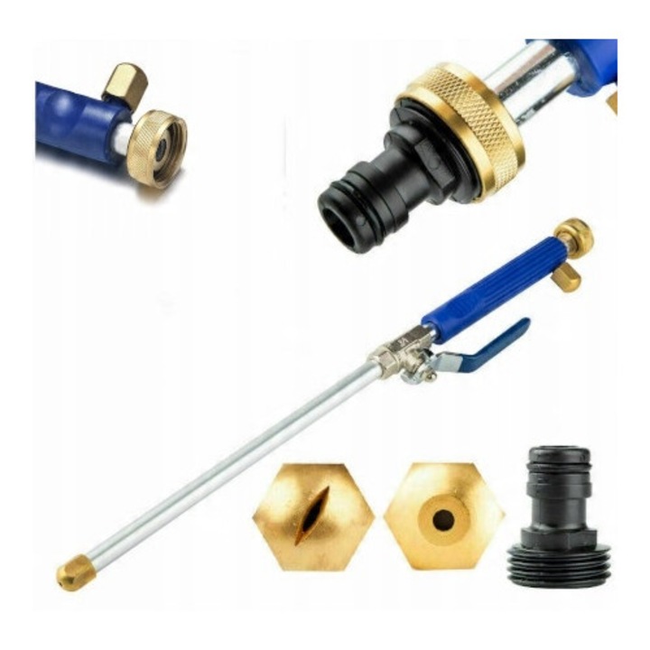 BISANTI nyomólándzsa, 45 cm, 2 darabos fúvókakészlet, anyaga horganyzott acél, műanyag, sárgaréz