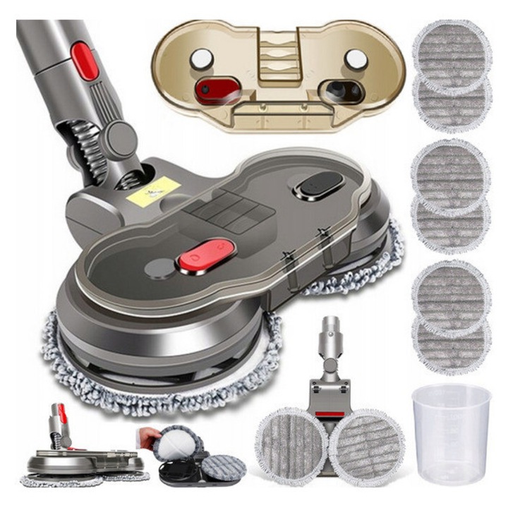 Електрическа моп глава за прахосмукачка Dyson V7 V8 V10 V11, 2 мотора, 150мл резервоар, пълен комплект с 6 моп кърпи