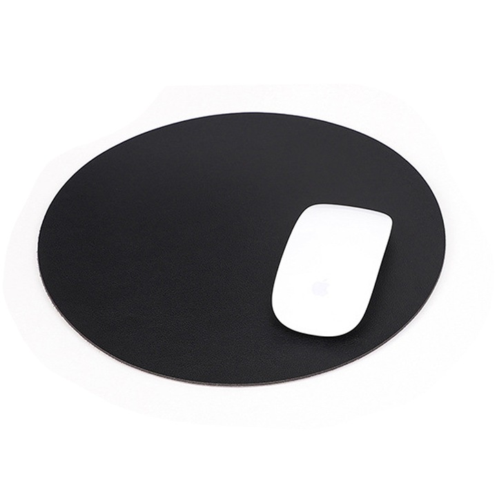 Mousepad rotund texturat cu margine cusuta, Zeaicos, negru elegant, 25x25cm