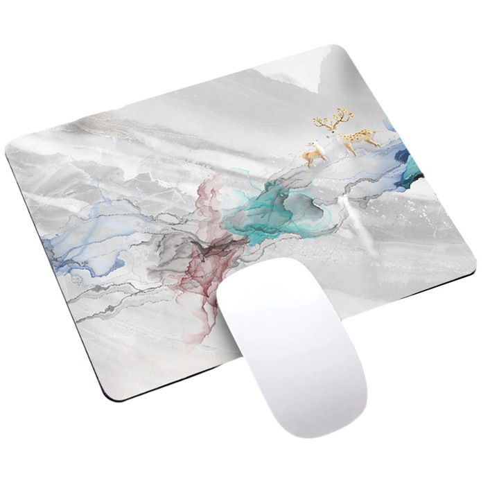 Mousepad din marmura, Zeaicos, multicolor, 22x18x0.3cm, set 1 bucata