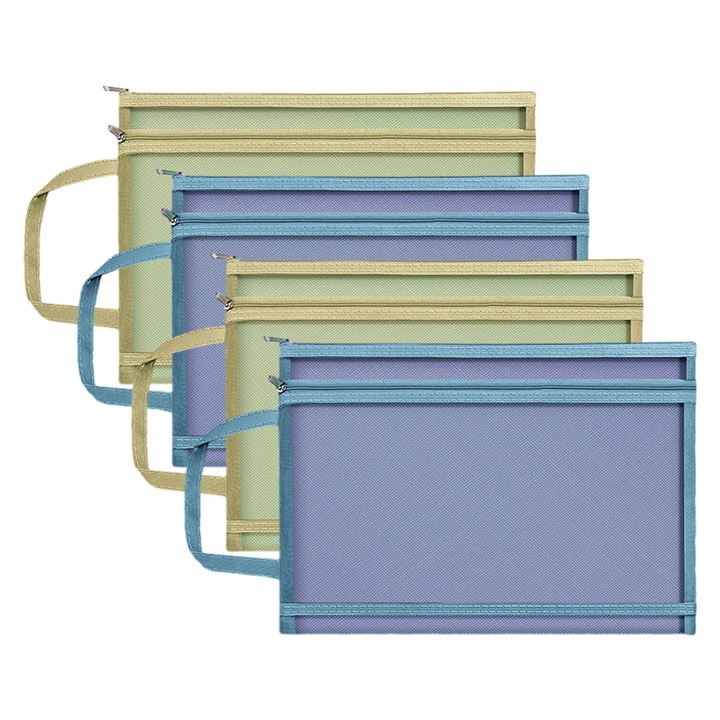 Комплект от 4 папки за документи, зелено/синьо, пластмасови