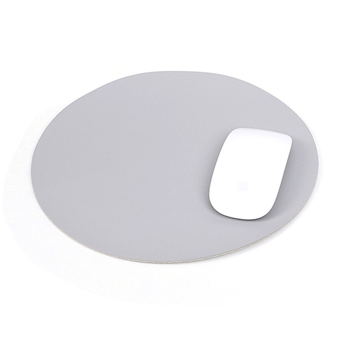 Mousepad Zeaicos rotund mic cu margine cusuta, impermeabil, gri deschis, negru elegant, verde matcha, 25x25cm