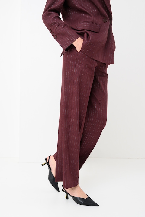 Attic and Barn, Egyenes szárú lentartalmú nadrág, Bordó/Limezöld