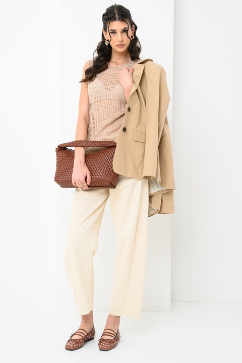 Attic and Barn, Bluza semitransparenta fara maneci, Maro nisip