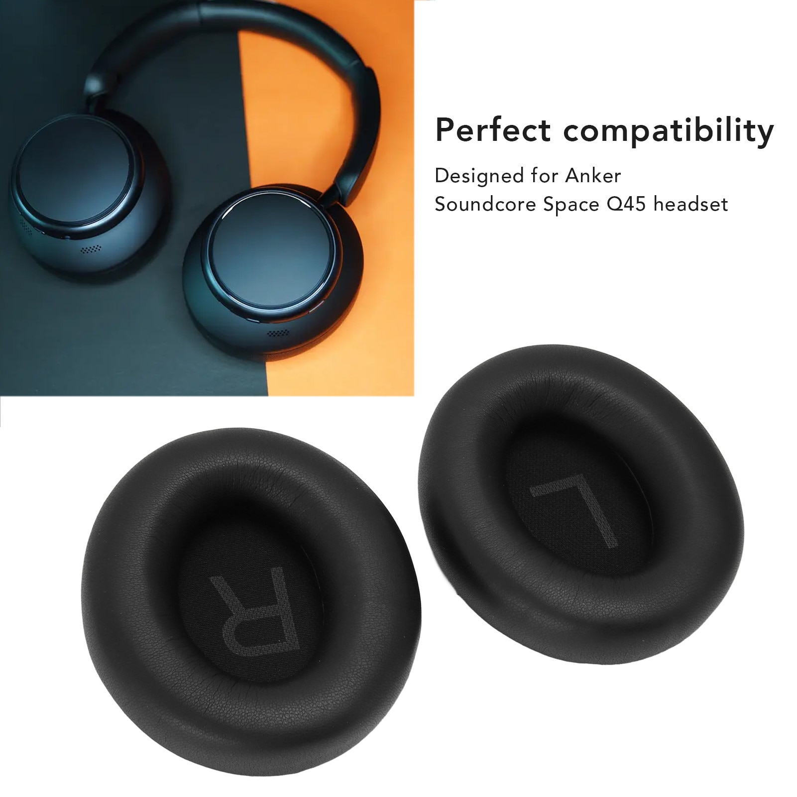 Pereti de ureche de schimb pentru casti Anker Soundcore Q45, piele