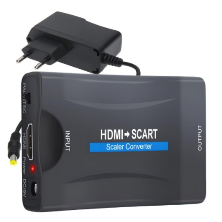 BeSmart HDMI-Scart adapter, aktív, Full HD, USB 5V tápkábel