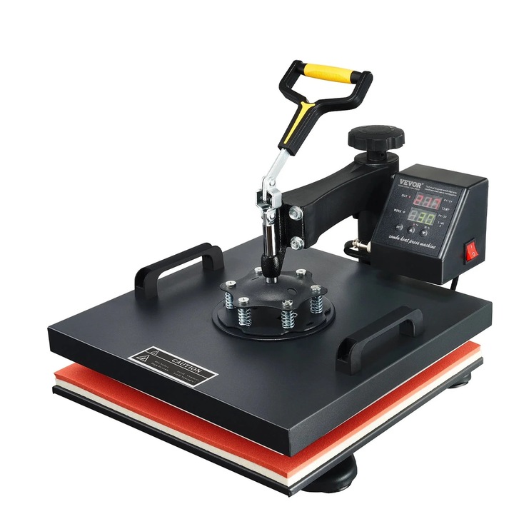 Термопреса, 2 в 1, 15x15 инча, цифрово управление, черна