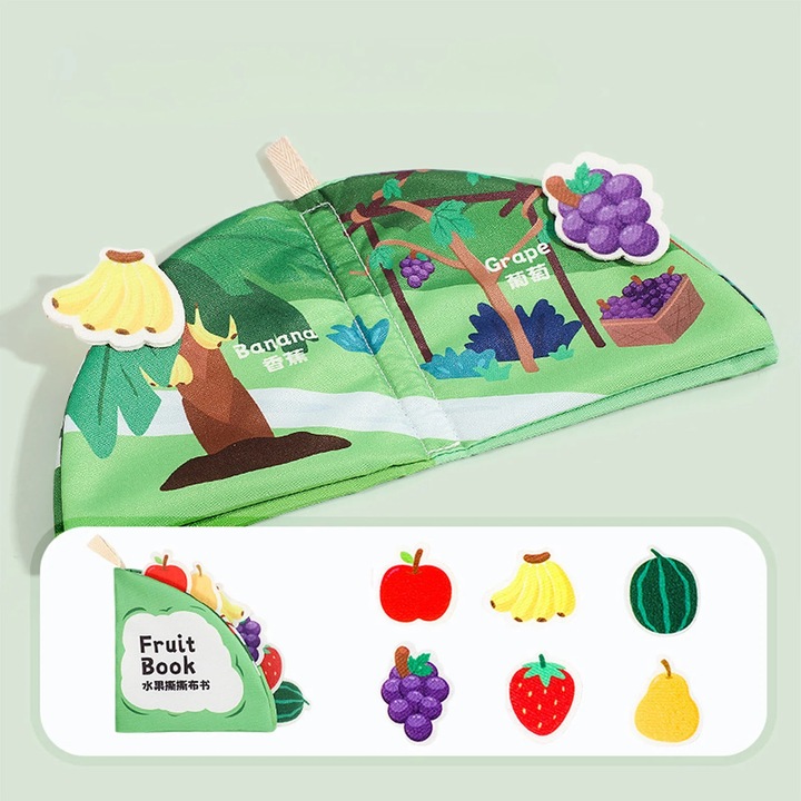 Carte textila educationala YANYXR, puzzle tridimensional, multicolor, 29x14cm