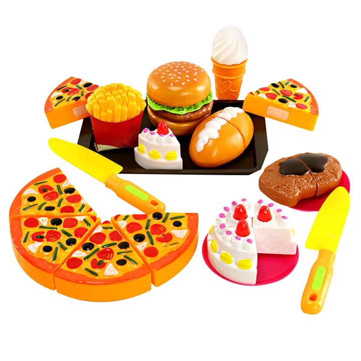 Set jucarii mancare de jucat copii, 20 piese, multicolor, 18x12.5cm