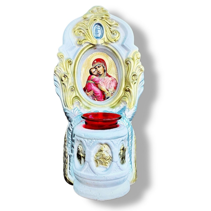 Candela din ipsos cu Maica Domnului si Pruncul Iisus