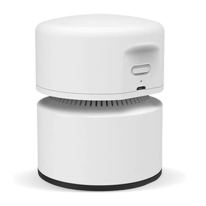 Aspirator portabil, material ABS, design fara fir, USB reincarcabil, alb, pentru masina, casa si birou