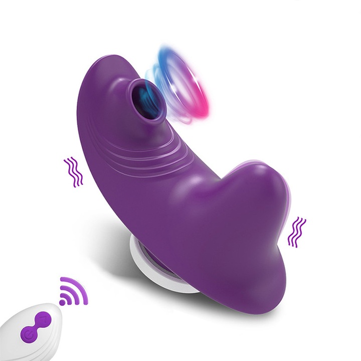 Безжичен вибратор, За жени, Преносим, Магнитно абсорбиращ стимулатор за клитора, За бикини, С дистанционно управление, Лилав