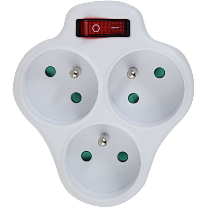 Priza electrica cu 3 guri, Esperanza, 3680W, 16A, cu intrerupator, pentru utilizare interna