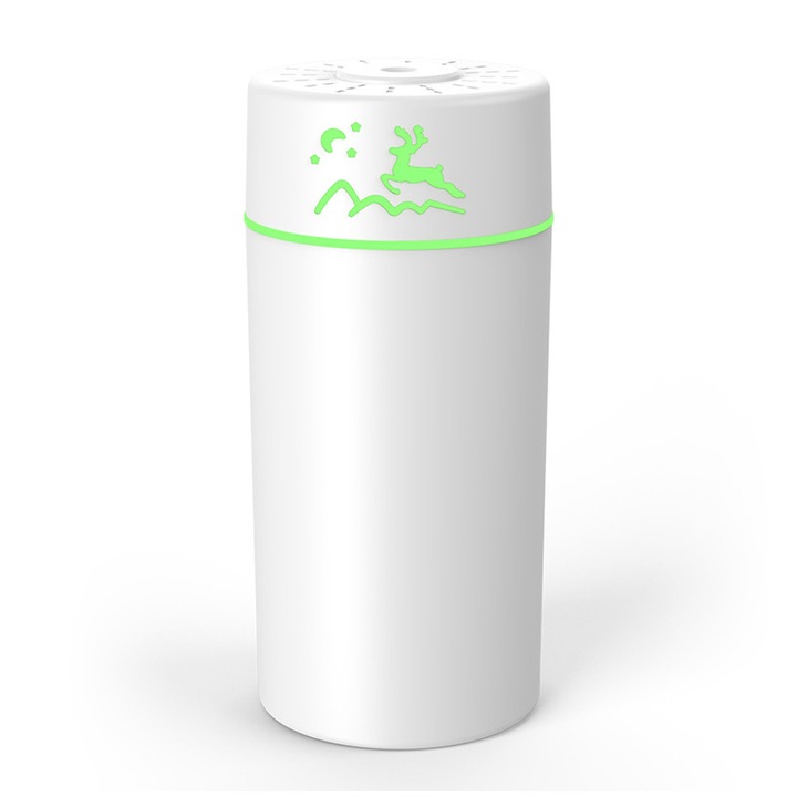 Мини преносим USB овлажнител, Zeaicos, нощна светлина, цветно циклиране, 4.7x4.7x14.5см