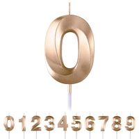 Lumanare Premium Cu Numar pentru Aniversari, Design 3D, Numar 0, Auriu, Lumanare tort, 12cm