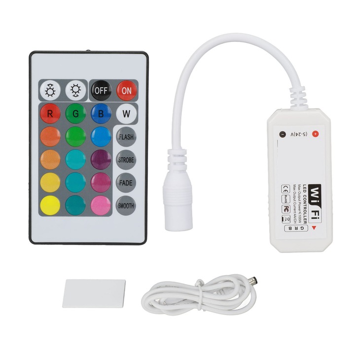 Интелигентен WiFi LED контролер, 4-пинов кабел, дистанционно управление, 5V, комплект
