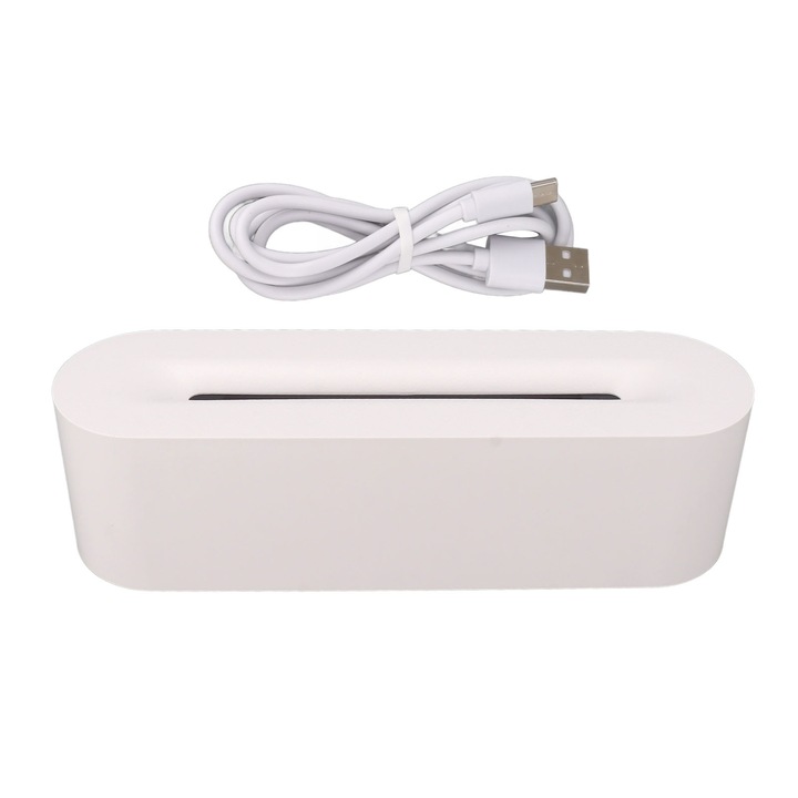 Hordozható USB párásító, többszínű láng effektus, fehér