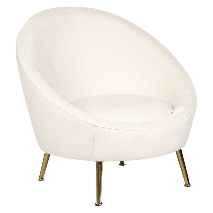 Fotoliu Langa Catifea Alb-murdar