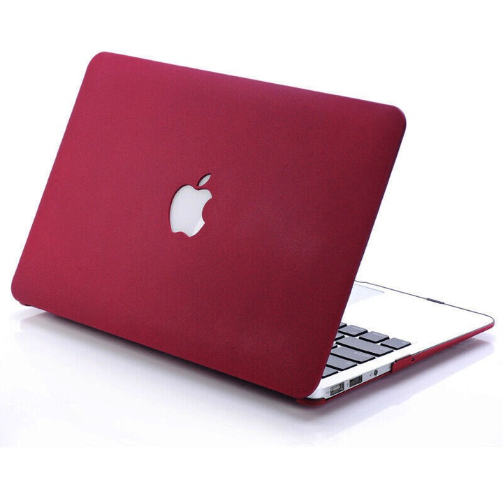 Carcasa rosie mata pentru MacBook, design decupat, 13,6 inch, material PVC, pentru A2681/A3113/A3240, rezistenta la zgarieturi, rezistenta la cadere