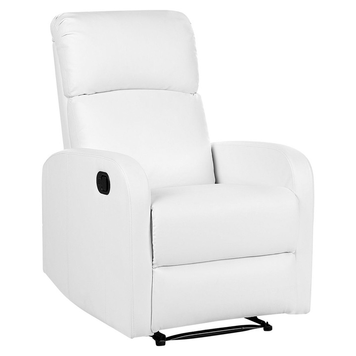 Fotoliu cu recliner Virrat Piele ecologica Alb