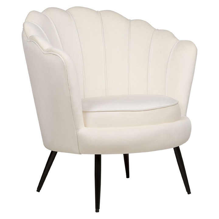 Fotoliu Lovikka Catifea Alb-murdar