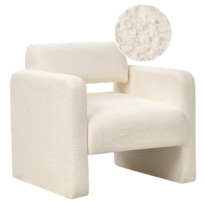 Fotoliu Hallsberg Boucle Alb-murdar