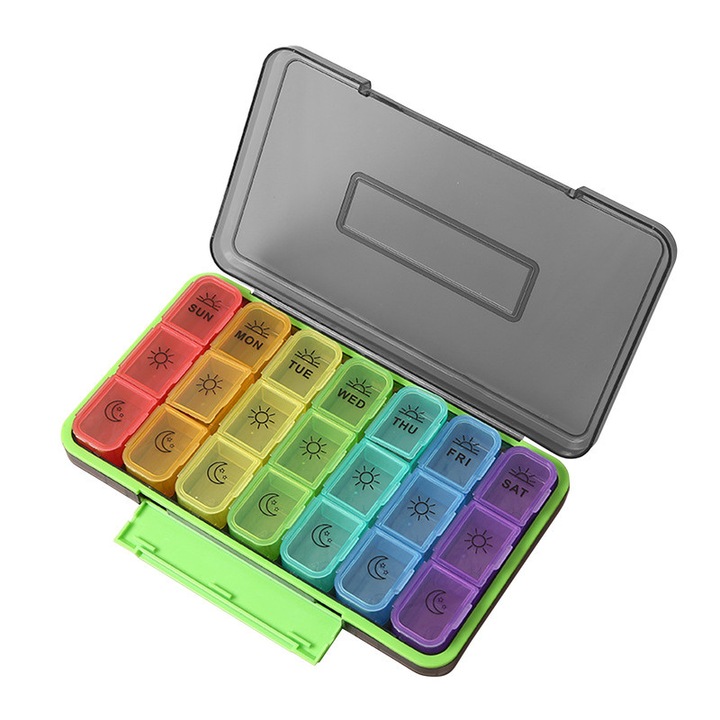 Organizator medicamente set, CeruleTree, 21 compartimente