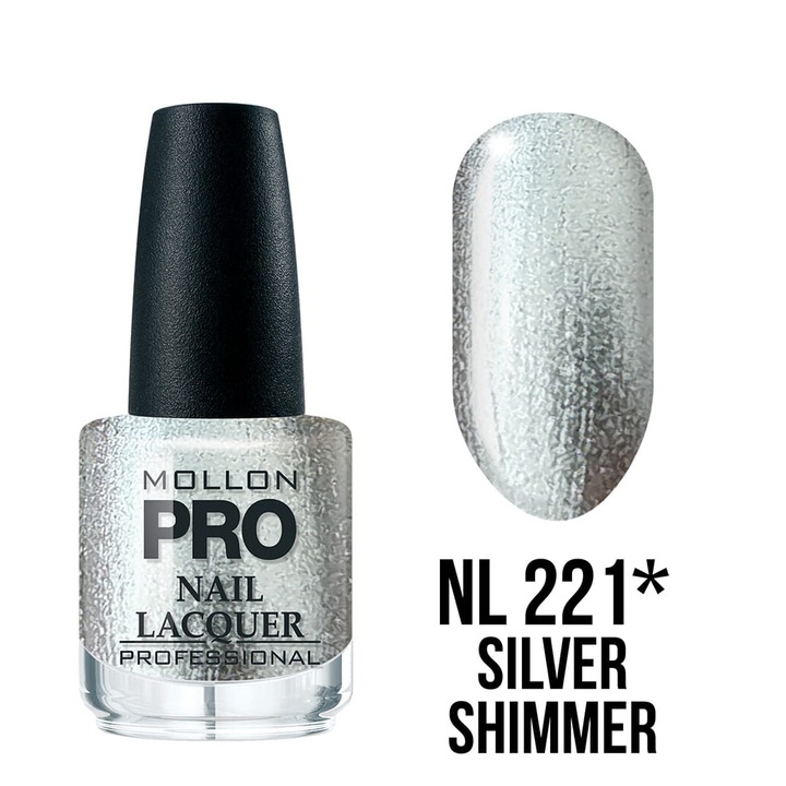 Lac de unghii clasic MOLLON, 221 Argintiu, 15 ml