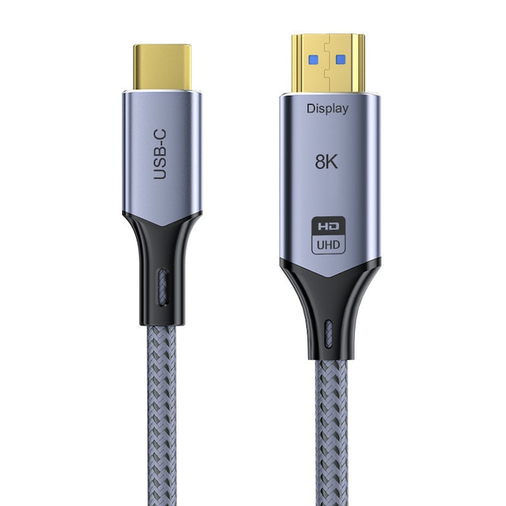 CeruleTree USB-C към HDMI видео кабел, 8K, 2 м, найлон, неплъзгащ се