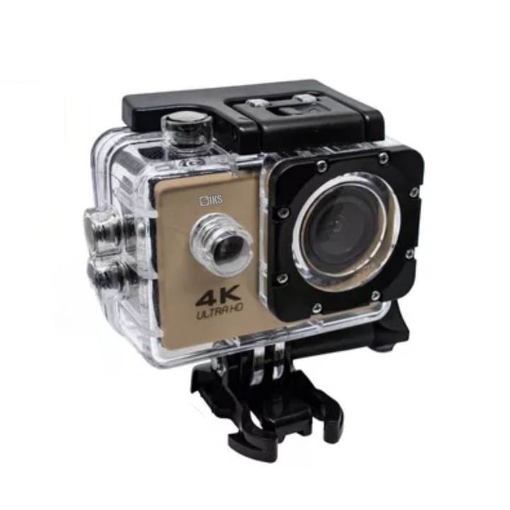 SIKS 4k спортна камера, водоустойчива, фото/видео, LCD екран, злато