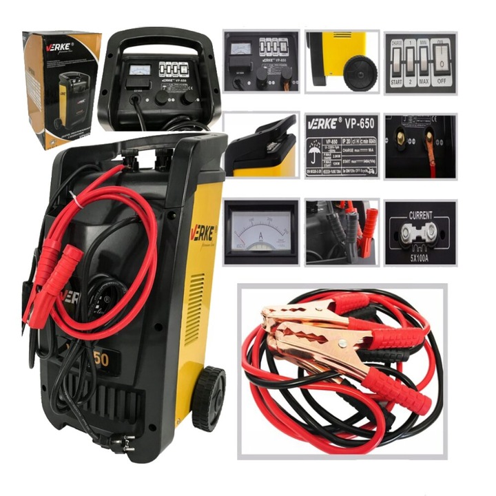 Töltőállomás, indító, egyenirányító, 12-24 V, 320 A, Verke