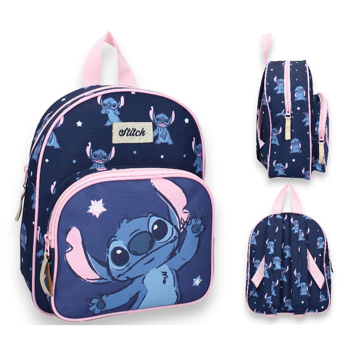 Ghiozdan copii, STITCH, 29x23x8cm, poliester, cu buzunar frontal