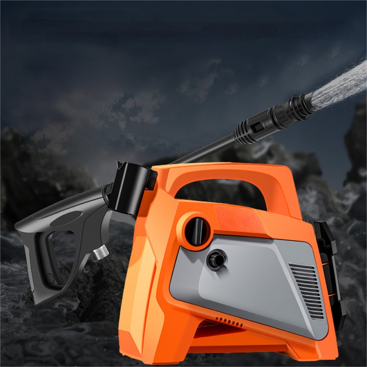 Aparat de spalat cu presiune, 1800 W, 140 bar, 450 l/h, furtun presiune 7 m, set complet de accesorii, portocalie/neagra