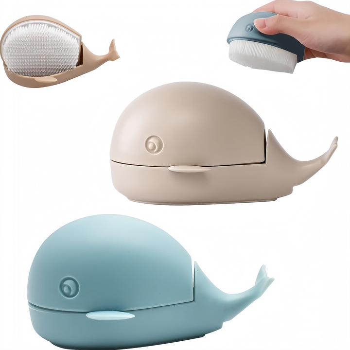 TasyPins tisztítókefe készlet, 2 darabos, kék és bézs, 12,5x8,2x6,5cm