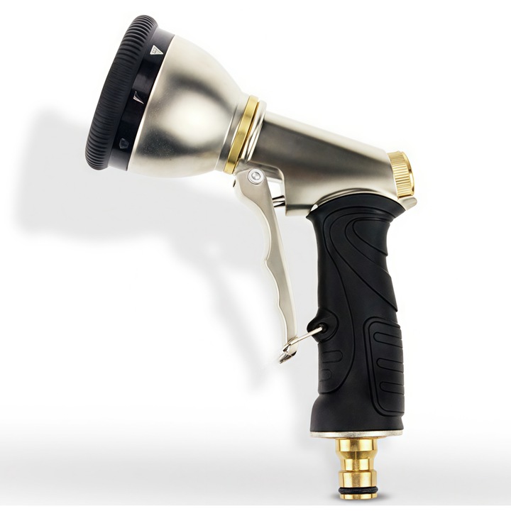 TasyPins kerti szórópisztoly, 100% fém, 9 szórási minta, szivárgásmentes