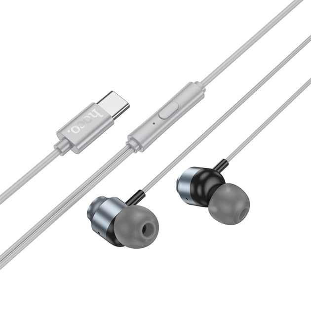 Casti cu Fir Hoco (M122), In Ear, USB-C, 1.2m, Mic & Volume Key, HiFi, Gray