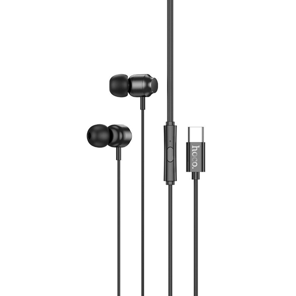 Casti cu Fir Hoco (M122), In Ear, USB-C, 1.2m, Mic & Volume Key, HiFi, Black