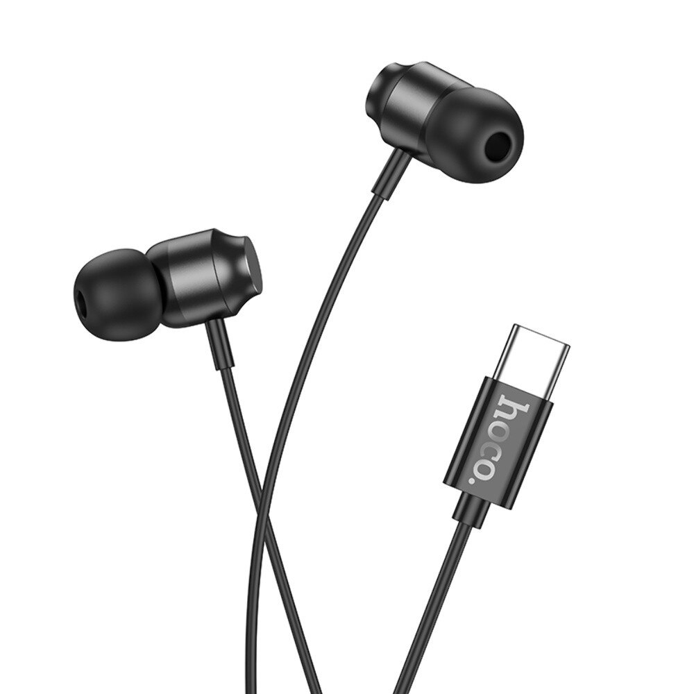 Casti cu Fir Hoco (M122), In Ear, USB-C, 1.2m, Mic & Volume Key, HiFi, Black