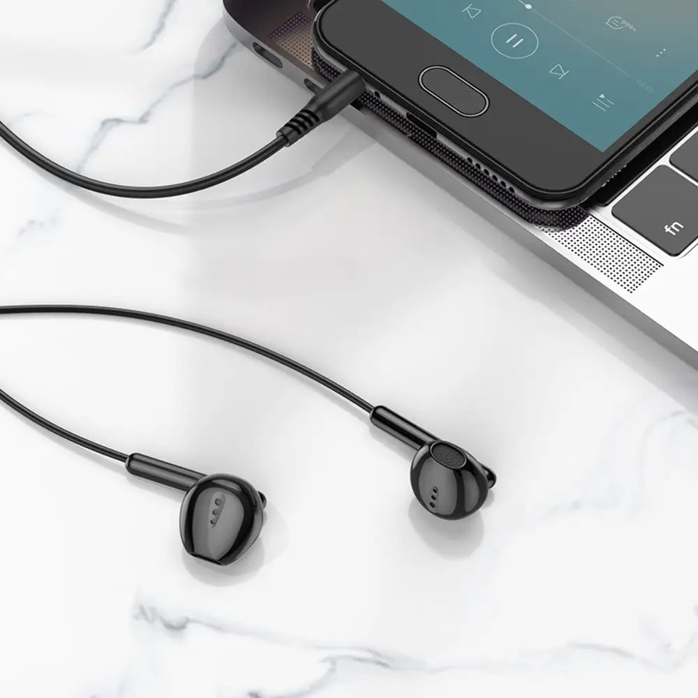 Casti cu Fir Hoco (M123), In Ear, 3.5mm, 1.2m, Mic & Volume Key, HiFi, Black