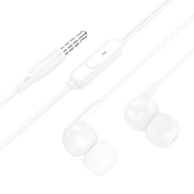 Casti cu Fir Hoco (M124), In Ear, 3.5mm, 1.2m, Mic & Volume Key, HiFi, White