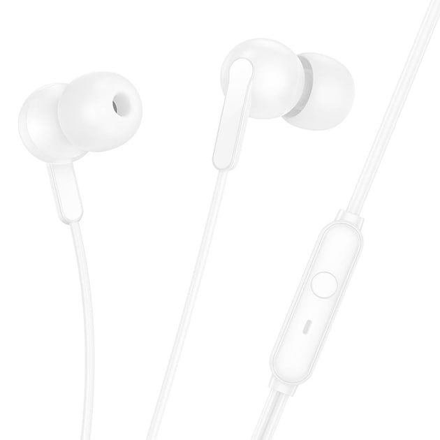 Casti cu Fir Hoco (M124), In Ear, 3.5mm, 1.2m, Mic & Volume Key, HiFi, White