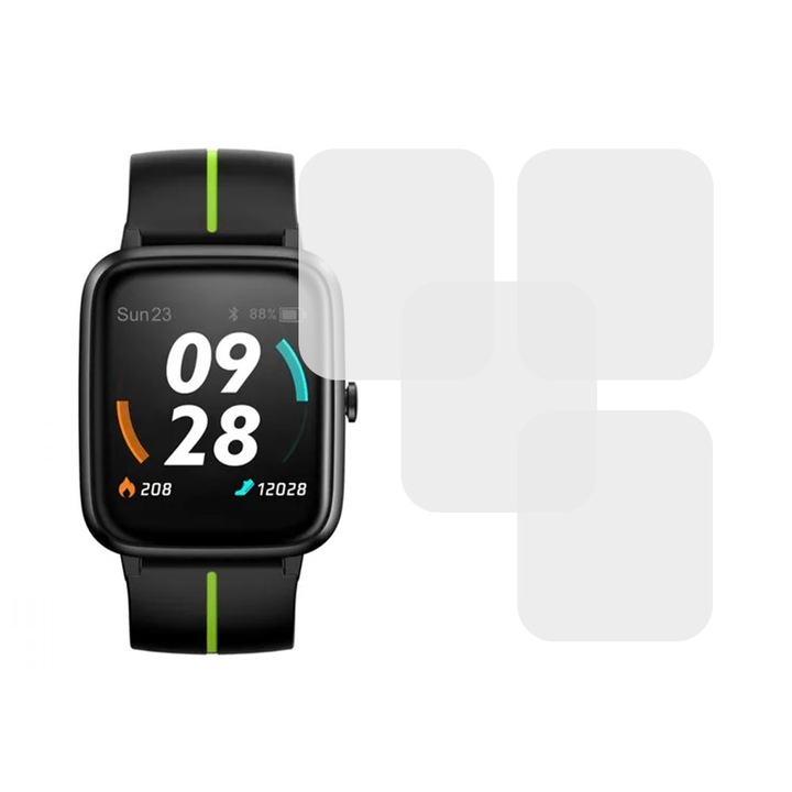 Комплект от 4 фолиа, съвместими с Ulefone Watch GPS, Comando Shield Full Glue, Renewable силиконов хидрогел, Anti-shock и против счупване, SlimLine NanoShield, Transparent
