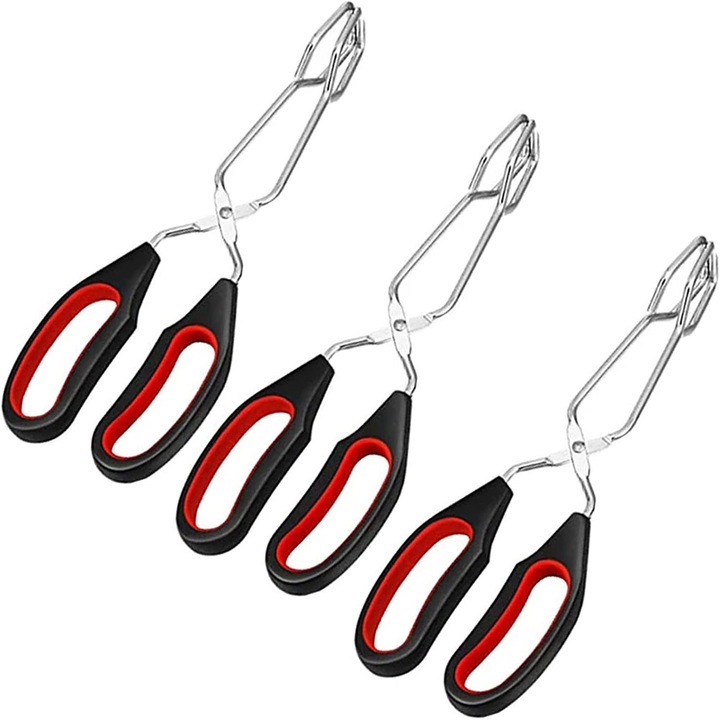 Ustensile gratar, AMRINUGL, clesti din inox, manere confortabile, rezistenti la caldura, lungime extinsa