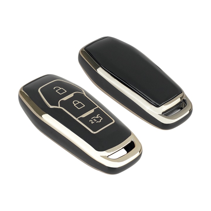 Prémium 3 gombos autókulcs tok Ford Mondeo Mustang Edge Galaxy S-max 2014 - 2018 TPU fekete